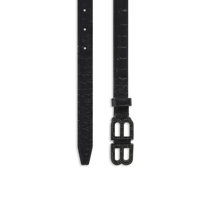Balenciaga Belts Women Women039s Bb Hourglass Thin Belt Crocodile Embossed With Rhinestones In Black Black Balenciaga Belts Women Women039s Bb Hourglass Thin Belt Crocodile Embossed With Rhinestones In Black Black