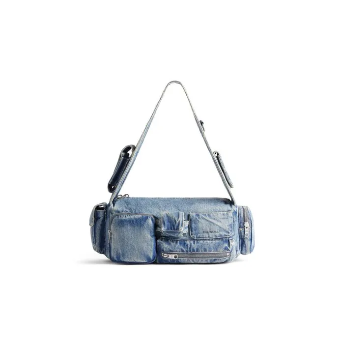 Balenciaga Crossbodies and Messengers Men Men039s Superbusy Small Sling Bag Denim In Blue Blue Balenciaga Crossbodies and Messengers Men Men039s Superbusy Small Sling Bag Denim In Blue Blue
