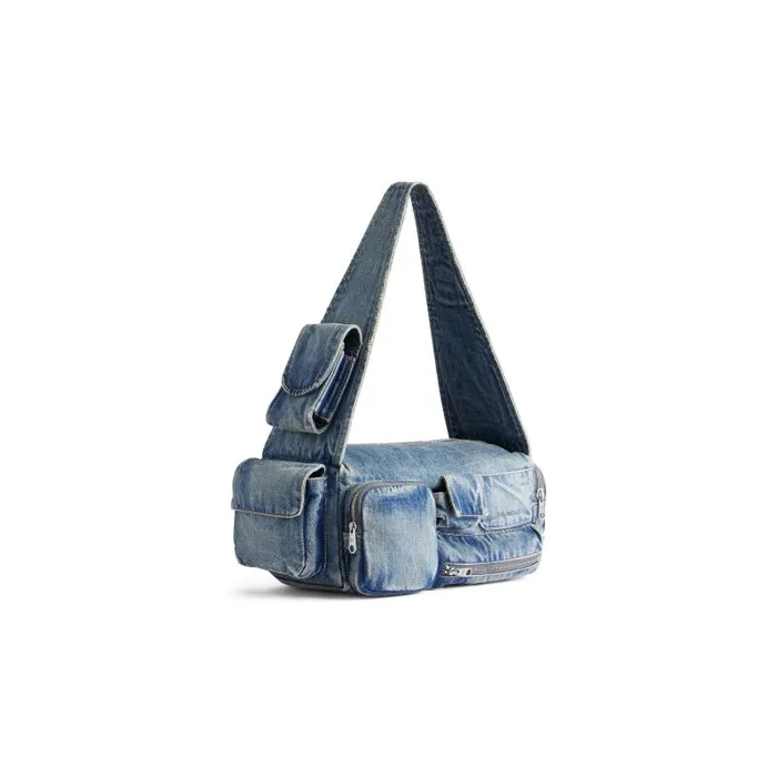 Balenciaga Crossbodies and Messengers Men Men039s Superbusy Small Sling Bag Denim In Blue Blue Balenciaga Crossbodies and Messengers Men Men039s Superbusy Small Sling Bag Denim In Blue Blue