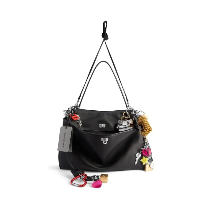 Balenciaga Handbags Women Women039s Rodeo Large Handbag Used Effect With Charms In Black Black Balenciaga Handbags Women Women039s Rodeo Large Handbag Used Effect With Charms In Black Black