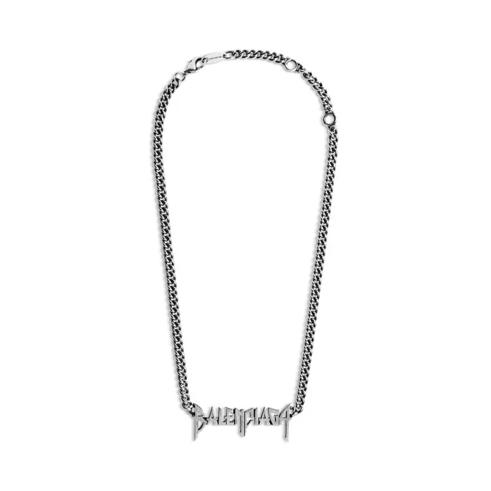 Balenciaga Jewelry WomenMen Typo Metal Necklace In Silver Silver