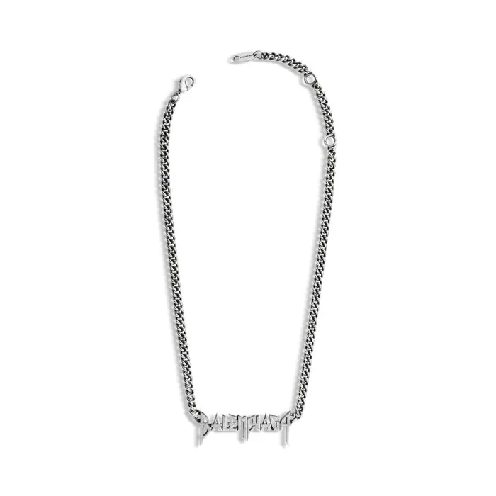 Balenciaga Jewelry WomenMen Typo Metal Necklace In Silver Silver Balenciaga Jewelry WomenMen Typo Metal Necklace In Silver Silver