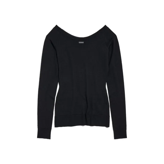 Balenciaga Knitwear Men Men039s Off Shoulder Vneck Sweater In Black Black Balenciaga Knitwear Men Men039s Off Shoulder Vneck Sweater In Black Black