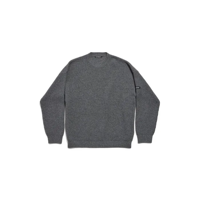 Balenciaga Knitwear Men Men039s Patch Crewneck Sweater In Grey Grey