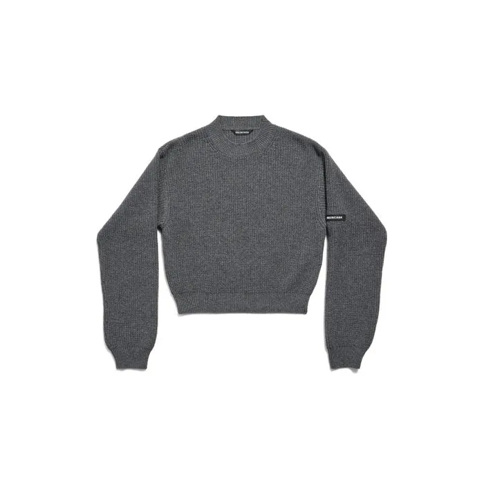 Balenciaga Knitwear Women Women039s Patch Cropped Sweater In Grey Grey