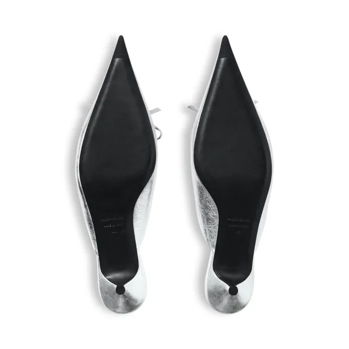 Balenciaga Sandals and Mules Women Women039s Knife Bow 40mm Mule In Silver Silver Balenciaga Sandals and Mules Women Women039s Knife Bow 40mm Mule In Silver Silver