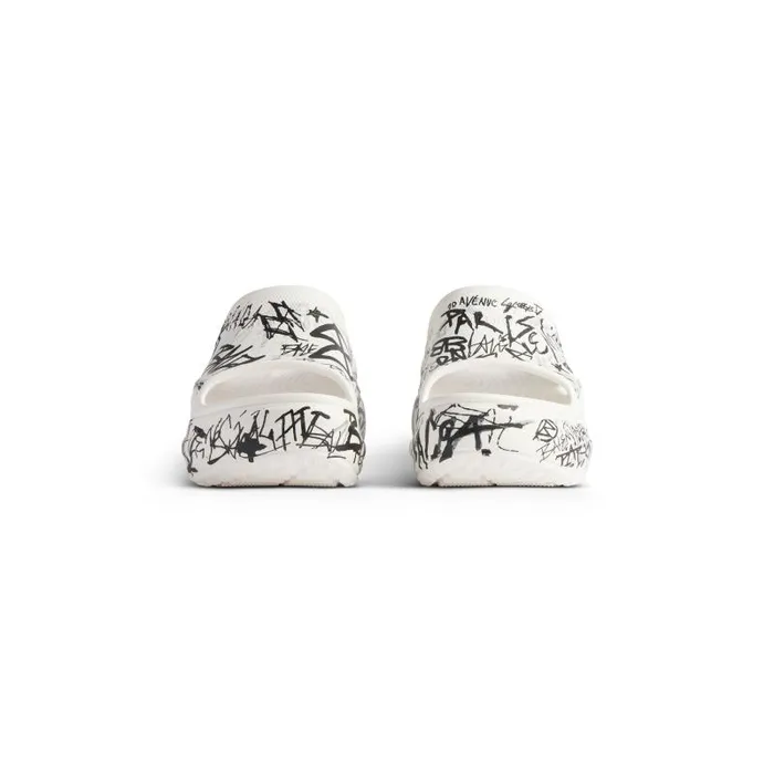 Balenciaga Sandals and Mules Women Women039s Pool Crocs Graffiti Slide Sandal In Whiteblack Whiteblack Balenciaga Sandals and Mules Women Women039s Pool Crocs Graffiti Slide Sandal In Whiteblack Whiteblack