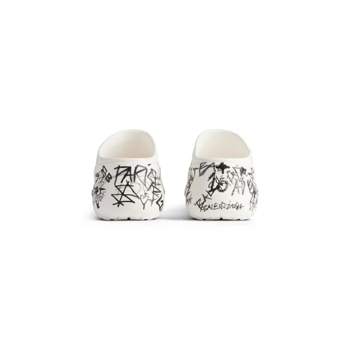 Balenciaga Sandals and Mules Women Women039s Pool Crocs Graffiti Slide Sandal In Whiteblack Whiteblack Balenciaga Sandals and Mules Women Women039s Pool Crocs Graffiti Slide Sandal In Whiteblack Whiteblack