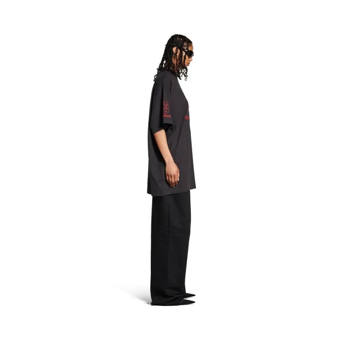 Balenciaga Tshirts Men Men039s Lion Club Tshirt Oversized In Blackred Blackred Balenciaga Tshirts Men Men039s Lion Club Tshirt Oversized In Blackred Blackred