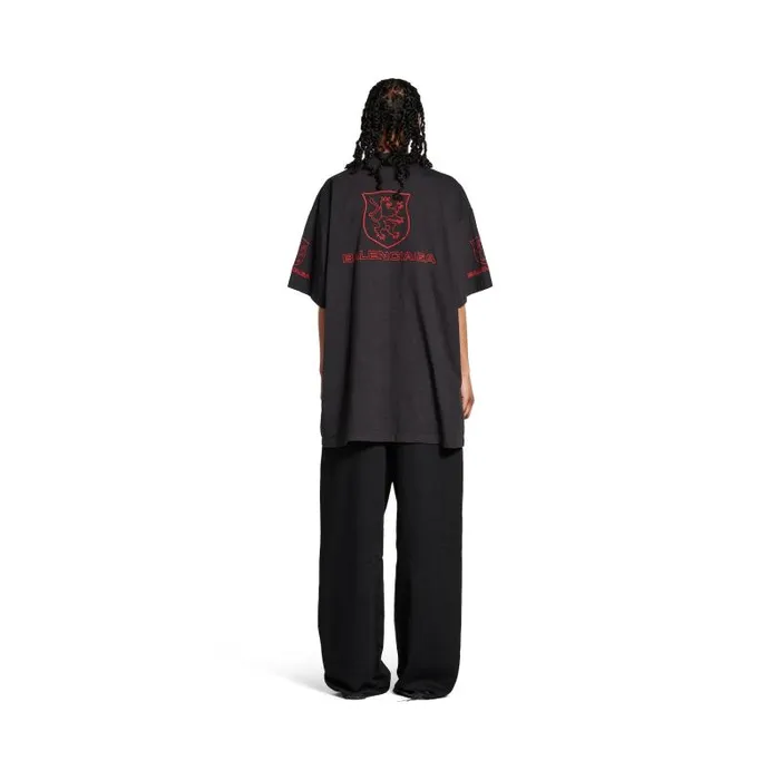 Balenciaga Tshirts Men Men039s Lion Club Tshirt Oversized In Blackred Blackred Balenciaga Tshirts Men Men039s Lion Club Tshirt Oversized In Blackred Blackred