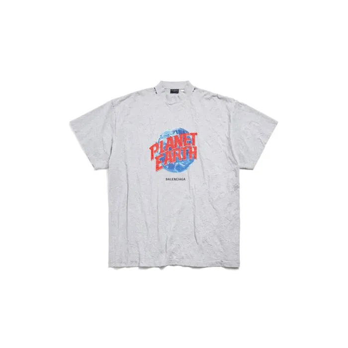 Balenciaga Tshirts Men Men039s Planet Earth Tshirt Oversized In Grey Grey
