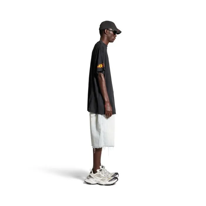 Balenciaga Tshirts WomenMen Men039s Burning Unity Tshirt Oversized In Black Black Balenciaga Tshirts WomenMen Men039s Burning Unity Tshirt Oversized In Black Black