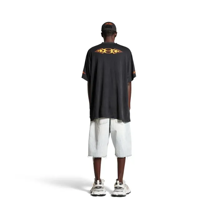 Balenciaga Tshirts WomenMen Men039s Burning Unity Tshirt Oversized In Black Black Balenciaga Tshirts WomenMen Men039s Burning Unity Tshirt Oversized In Black Black