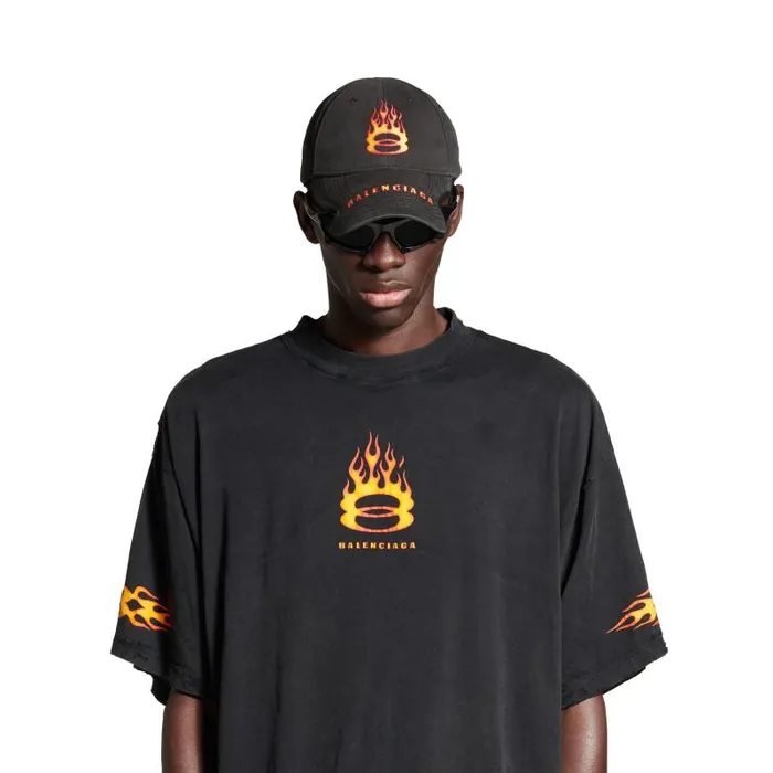 Balenciaga Tshirts WomenMen Men039s Burning Unity Tshirt Oversized In Black Black Balenciaga Tshirts WomenMen Men039s Burning Unity Tshirt Oversized In Black Black