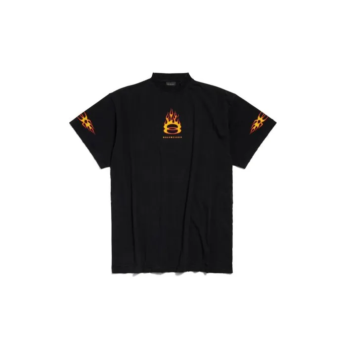 Balenciaga Tshirts WomenMen Men039s Burning Unity Tshirt Oversized In Black Black Balenciaga Tshirts WomenMen Men039s Burning Unity Tshirt Oversized In Black Black