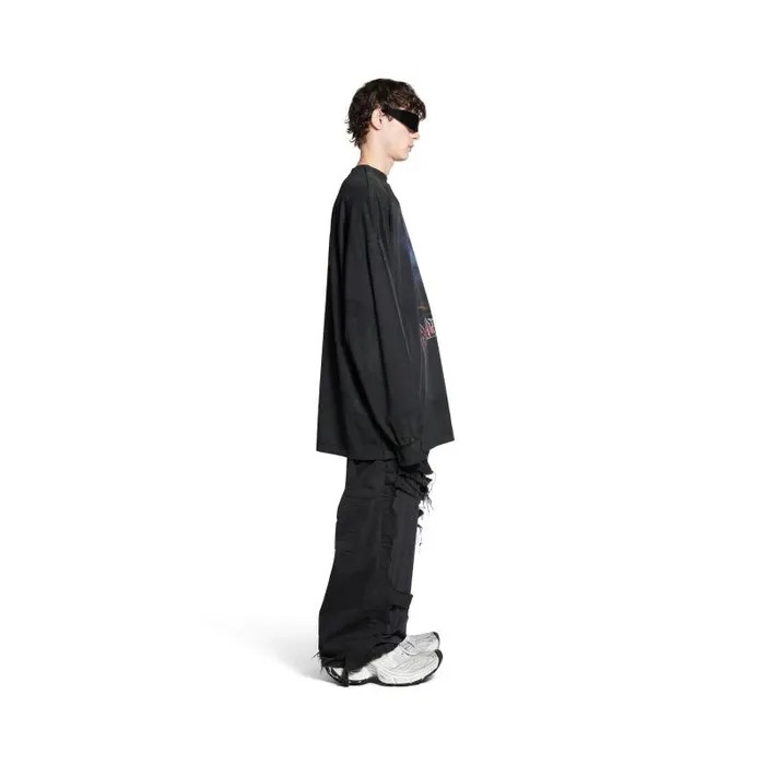 Balenciaga Tshirts WomenMen Men039s Paris Moon Double Front Long Sleeve Tshirt Oversized In Black Black Balenciaga Tshirts WomenMen Men039s Paris Moon Double Front Long Sleeve Tshirt Oversized In Black Black