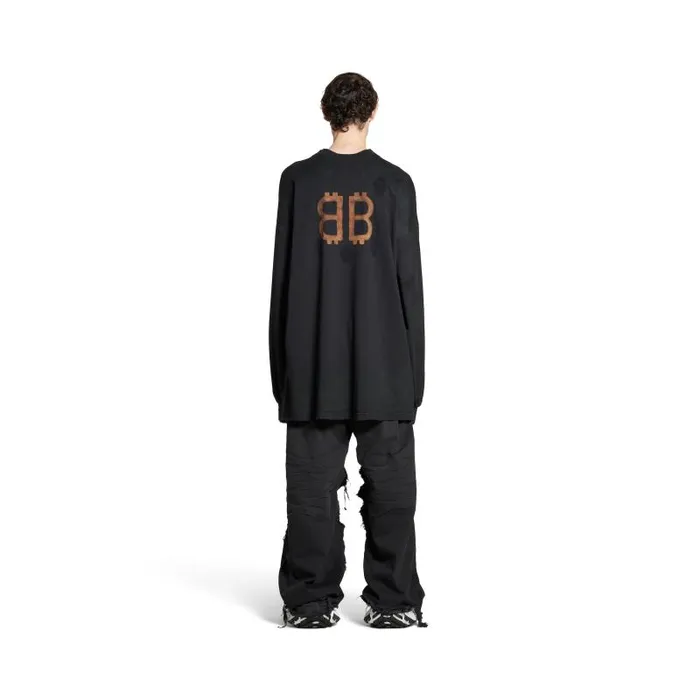 Balenciaga Tshirts WomenMen Men039s Paris Moon Double Front Long Sleeve Tshirt Oversized In Black Black Balenciaga Tshirts WomenMen Men039s Paris Moon Double Front Long Sleeve Tshirt Oversized In Black Black
