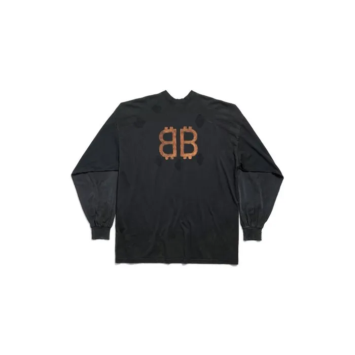 Balenciaga Tshirts WomenMen Men039s Paris Moon Double Front Long Sleeve Tshirt Oversized In Black Black Balenciaga Tshirts WomenMen Men039s Paris Moon Double Front Long Sleeve Tshirt Oversized In Black Black