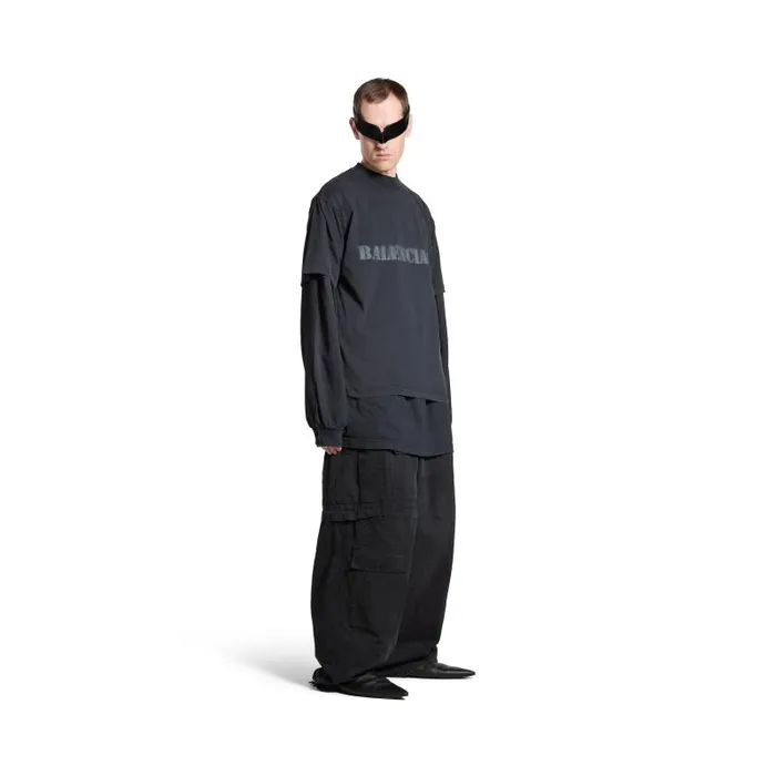 Balenciaga Tshirts WomenMen Stencil Type Tshirt Medium Fit In Black Black