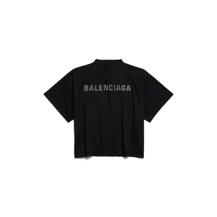 Balenciaga Tshirts Women Women039s Balenciaga Back Strass Cropped Tshirt In Black Black Balenciaga Tshirts Women Women039s Balenciaga Back Strass Cropped Tshirt In Black Black