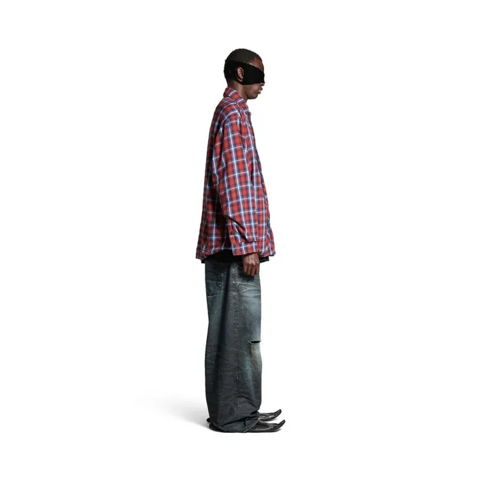 Balenciaga Tops and Shirts Men Men039s Lined Shirt In Redblue Redblue Balenciaga Tops and Shirts Men Men039s Lined Shirt In Redblue Redblue