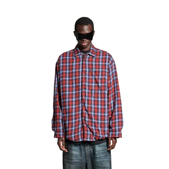 Balenciaga Tops and Shirts Men Men039s Lined Shirt In Redblue Redblue Balenciaga Tops and Shirts Men Men039s Lined Shirt In Redblue Redblue