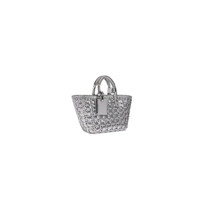 Balenciaga Tote Bags Women Women039s Bistro Xs Basket With Strap In Mirror Fabric In Silver Silver Balenciaga Tote Bags Women Women039s Bistro Xs Basket With Strap In Mirror Fabric In Silver Silver