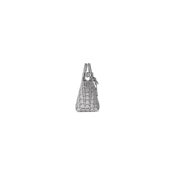 Balenciaga Tote Bags Women Women039s Bistro Xs Basket With Strap In Mirror Fabric In Silver Silver Balenciaga Tote Bags Women Women039s Bistro Xs Basket With Strap In Mirror Fabric In Silver Silver