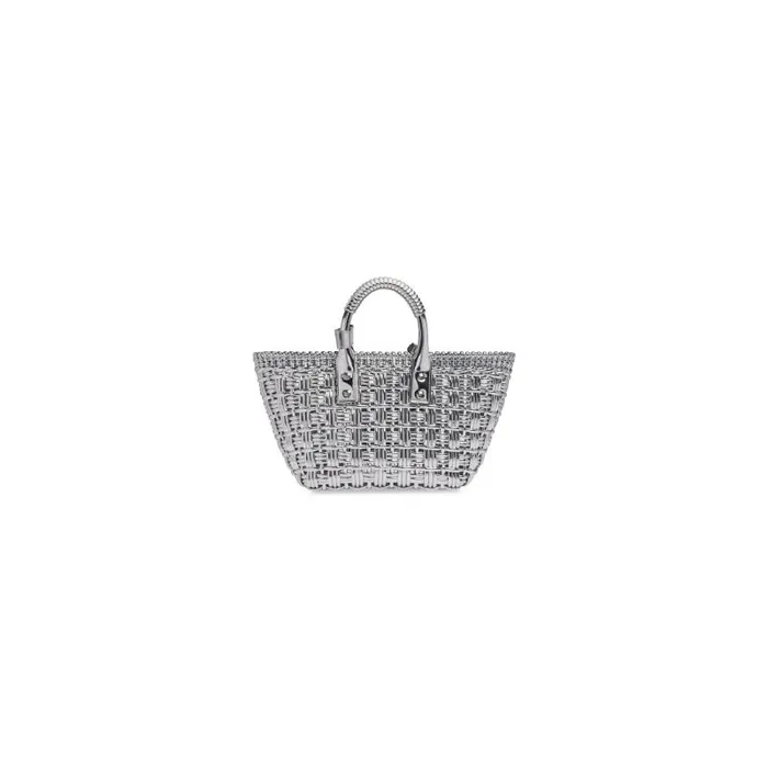 Balenciaga Tote Bags Women Women039s Bistro Xs Basket With Strap In Mirror Fabric In Silver Silver Balenciaga Tote Bags Women Women039s Bistro Xs Basket With Strap In Mirror Fabric In Silver Silver