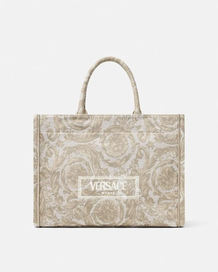 Barocco Athena Medium Tote Bag Beigeprint WomenMen Versace Totes