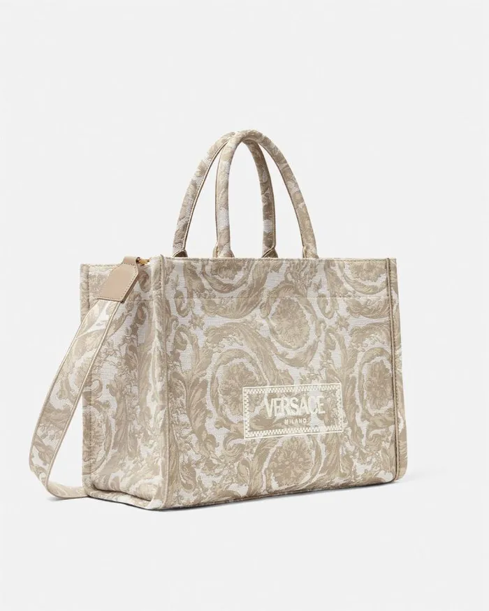 Barocco Athena Medium Tote Bag Beigeprint WomenMen Versace Totes
