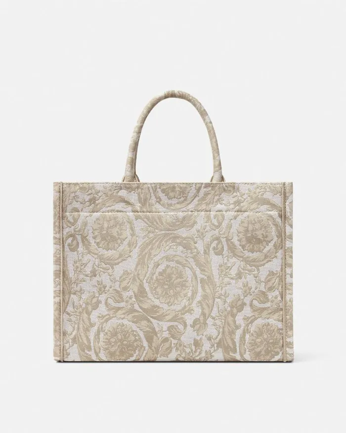 Barocco Athena Medium Tote Bag Beigeprint WomenMen Versace Totes