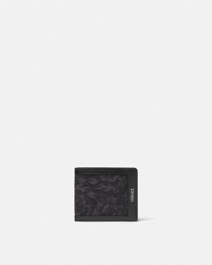 Barocco Jacquard Bifold Wallet Blackprint Men Versace Wallets