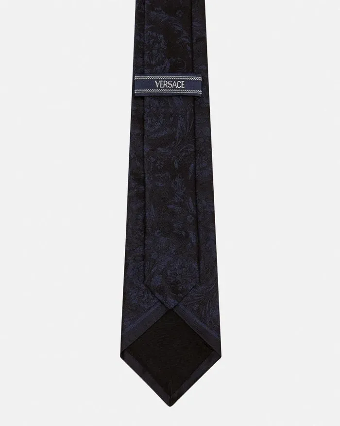 Barocco Jacquard Silk Tie Blue Men Versace Soft Accessories