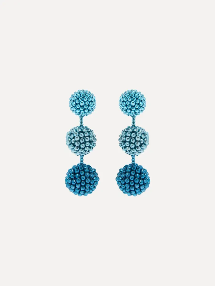 Beaded Sphere Earrings Blue Women Oscar De La Renta Earrings