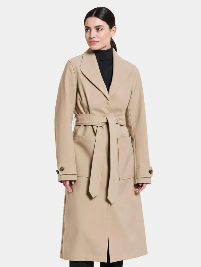 Beata Coat Long Beige Women Didriksons Trenchcoats