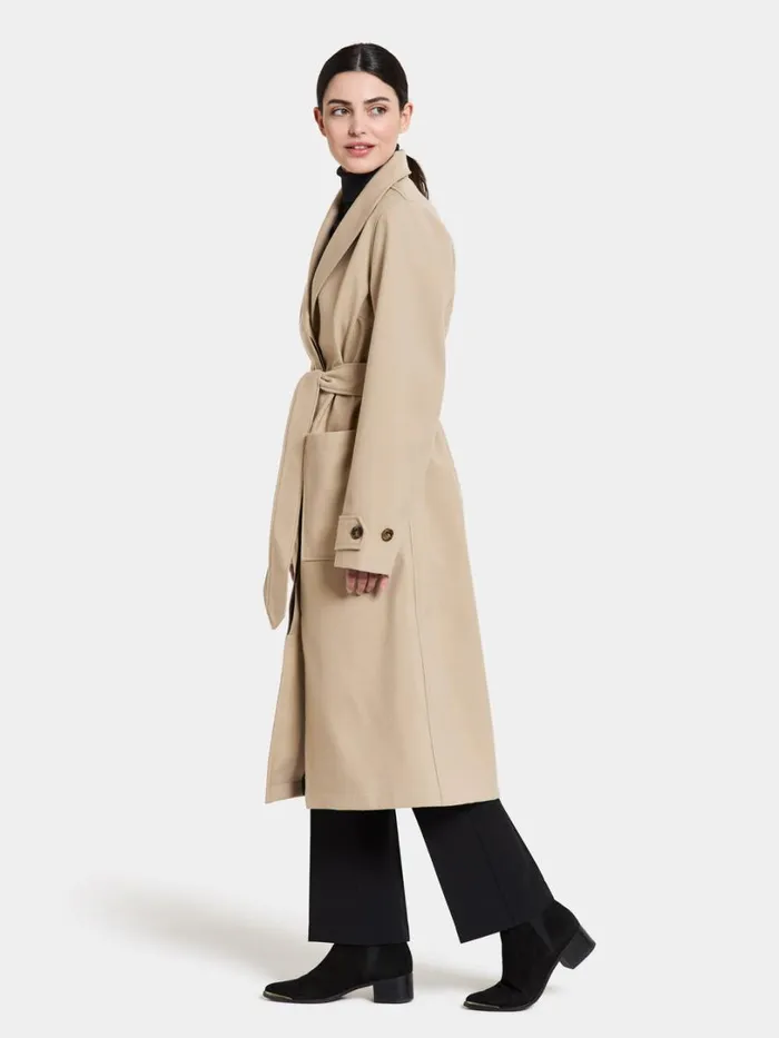 Beata Coat Long Beige Women Didriksons Trenchcoats