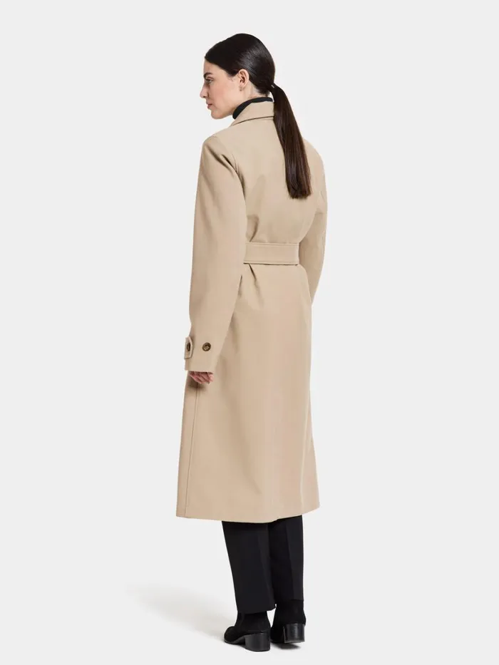 Beata Coat Long Beige Women Didriksons Trenchcoats