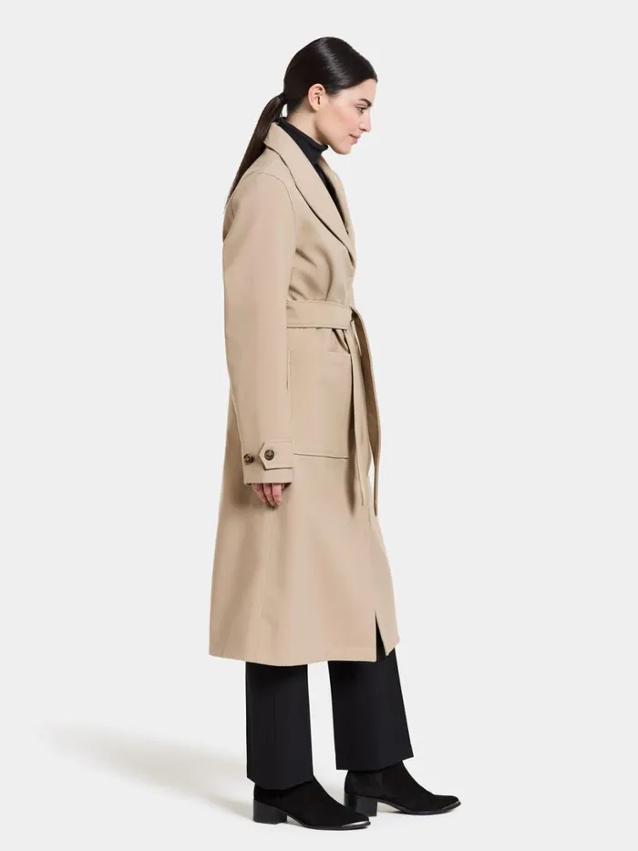 Beata Coat Long Beige Women Didriksons Trenchcoats