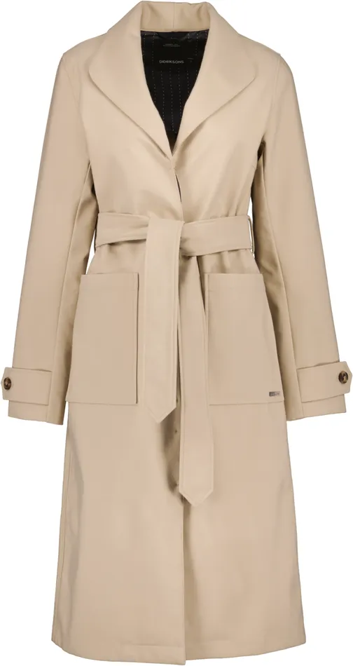 Beata Coat Long Beige Women Didriksons Trenchcoats