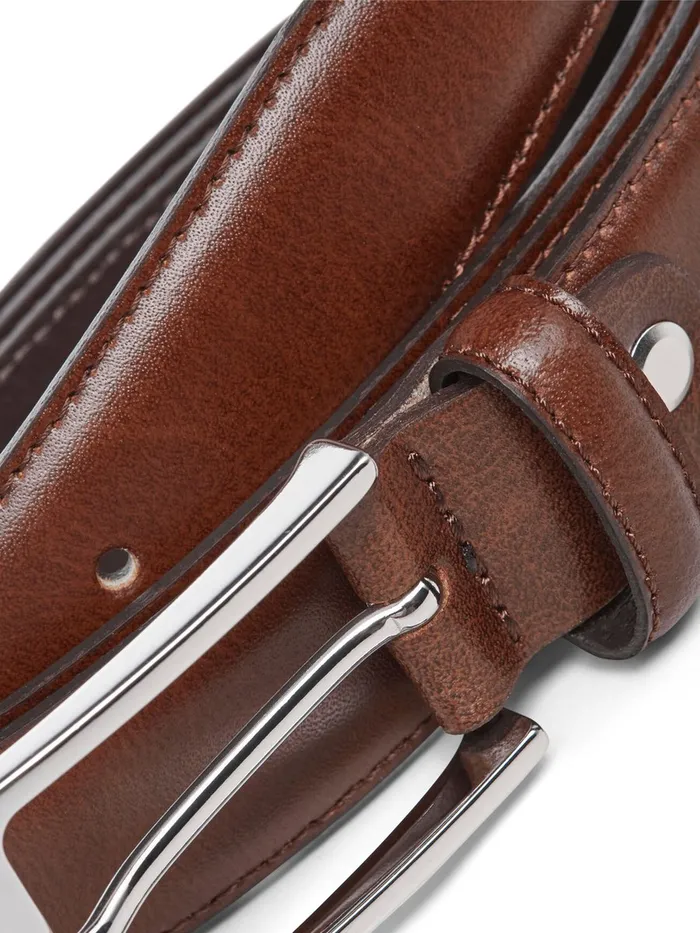 Belts JACK and JONES Mens CLEANCUT LEATHER BELT Brown Cognac Gift for Friend