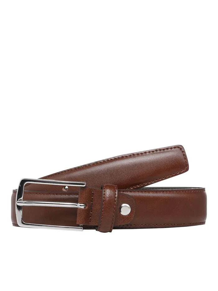 Belts JACK and JONES Mens CLEANCUT LEATHER BELT Brown Cognac Gift for Friend