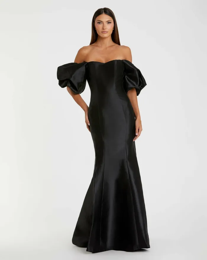 Best Sellers Black Sweetheart Off The Shoulder Puff Sleeve Gown Black 8211 Mac Duggal Women