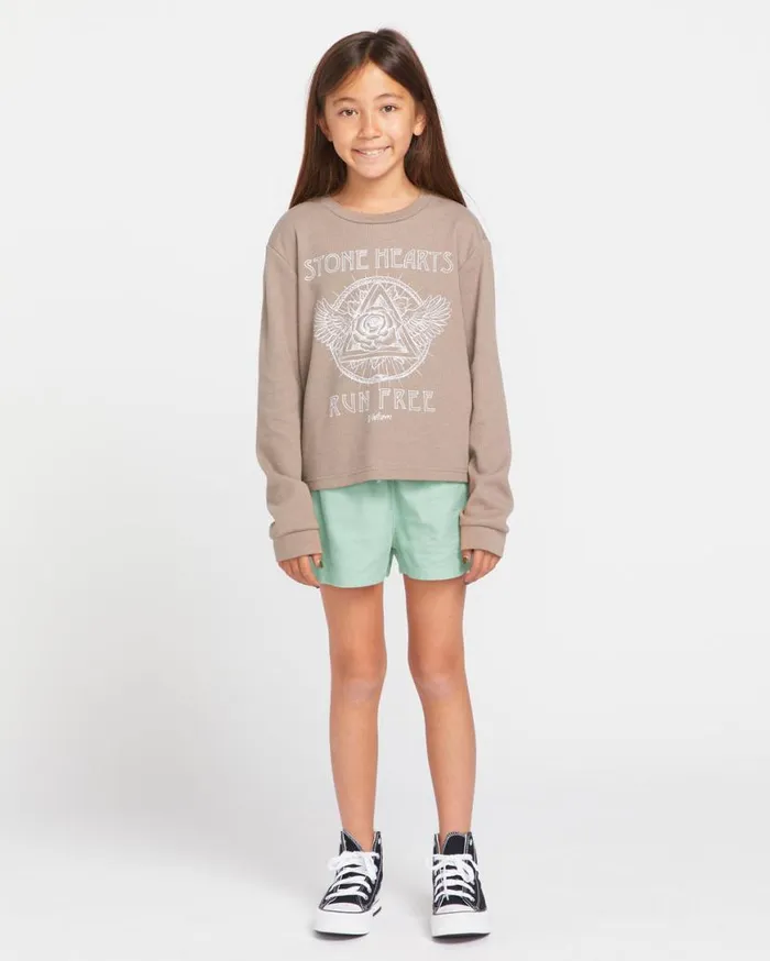 Big Girls Thermality Long Sleeve Shirt 8211 Moondust Kids Volcom TShirts and Tanks