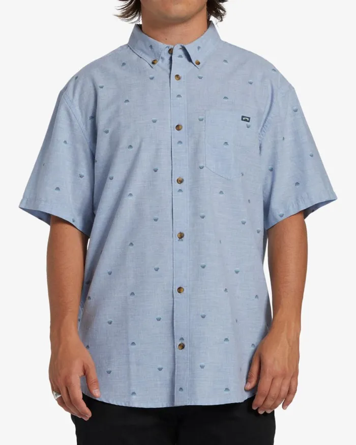 Billabong All Day Jacquard Short Sleeve Woven Shirt Washed Blue Mens Shirts