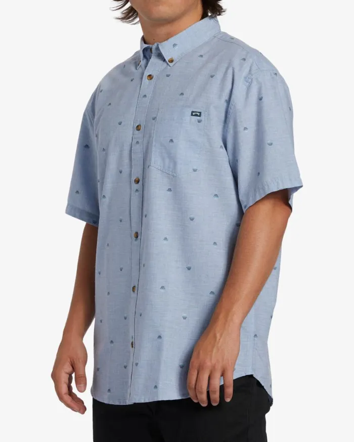 Billabong All Day Jacquard Short Sleeve Woven Shirt Washed Blue Mens Shirts