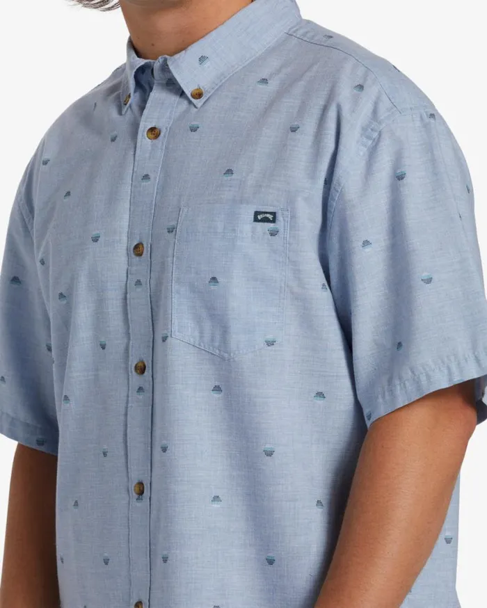 Billabong All Day Jacquard Short Sleeve Woven Shirt Washed Blue Mens Shirts