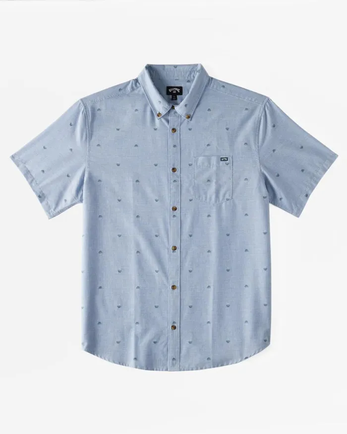 Billabong All Day Jacquard Short Sleeve Woven Shirt Washed Blue Mens Shirts
