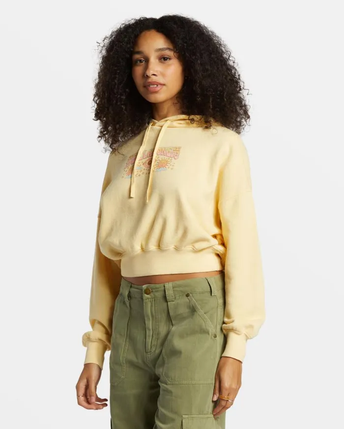 Billabong All Time Fleece Pullover Sweatshirt Retro Yellow Womens Sweatshirts and Fleece
