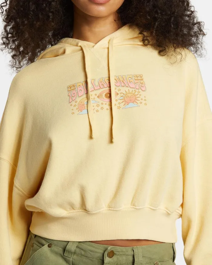 Billabong All Time Fleece Pullover Sweatshirt Retro Yellow Womens Sweatshirts and Fleece